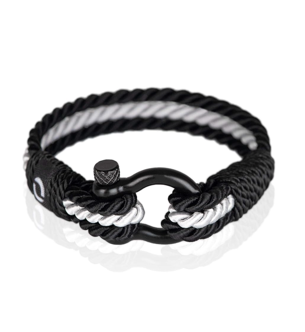 Durable Twisted Rope Mens Bracelet with Shackle | Elegant Re-Made Nautical Style |  RoyalSilver, 7.5"