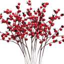 12 Pcs Artificial Red Berry Stems, 13.8" Waterproof Berry Branches with Calyx, Holly Berry Picks for Christmas Tree Decor Wreath Decoration DIY Crafts Gift Wrapping Home Holiday Wedding