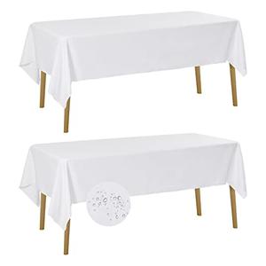 Fokitut 2 Pack Waterproof Rectangle Tablecloth, 60x120 Inch,Stain Resistant and Wrinkle Polyester Table Cloth, Fabric Table Cover for Kitchen Dining, Wedding, Party, Holiday Dinner-White