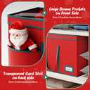 Christmas Figurine Storage Box & Nutcracker Storage Containers with Visible Lid for 15-inch Collectibles, Large Holiday Ornament Decor Organizer Keeps 8 Figurines, Xmas Decoration Storage Box, Red