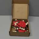 Roowest 6.5ft Christmas Poinsettia Wooden Beads Garland Farmhouse Christmas Poinsettia Indoor Outdoor Hanging Decor Red Flower Xmas Banner Garland for Home Wall Mantel Fireplace Window Patio