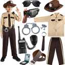 GIFTINBOX Police Costume for Kids, Sheriff Costume for Boys, Kids Sheriff Cowboy Costume with Accessories Halloween Costumes (M(5-7Y))