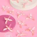 xo, Fetti Mini Pink Bow + Pearl Cake Toppers | 12 pcs | Bachelorette Party Decoration, Birthday Candle Accessory, Engagement Dessert Decor, Bridal Food Supplies