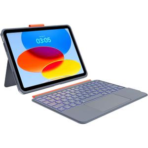 Case with Keyboard for iPad 10th Generation & 11th (A16, 2025): Bluetooth Wireless Detachable Magnetic Stand Rechargeable Keyboard with Folio Slim Compact Removable Cover with Trackpad, White Backlit
