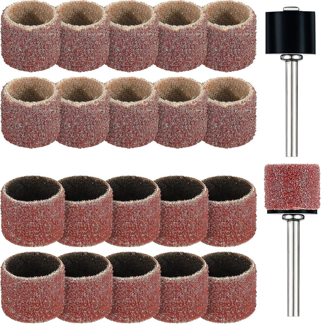 22 Pet Nail Grinder Replacement Kit with Grit Sanding Bands Pet Smoother Claw Care Black Grinding Drums Dog Nail Grinder Replacement Dog Claw Grooming Supplies(1/2 Inch 60 Grit and 100 Grit)