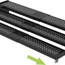 Metal Spice Rack Organizer for Cabinet, 3 Tier Expandable Spice Storage shelf, Great for Kitchen Cabinets, Cupboard,Pantry and Countertop More,Metal plate with hole(1PACK/BLACK) (Black:9.45"D x 12.8"~24L x 3.56"H)