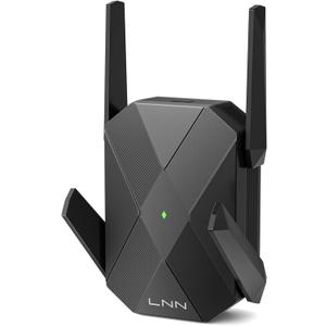 LNN AX1800 WiFi 6 Extender, Gigabit Ethernet Port, Dual-Band 2.4/5GHz Signal Booster Repeater, Up to 1.8Gbps, Covers 1500 Sq. Ft, Multi-Devices, App-Free Setup, AP Mode (Black)