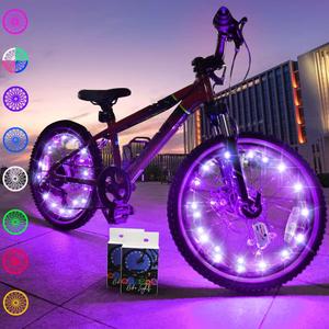 TINANA 2 Tire Pack LED Bike Wheel Lights Ultra Bright Waterproof Bicycle Spoke Lights Cycling Decoration Safety Warning Tire Strip Light for Kids Adults Night Riding