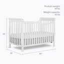 Dream On Me Violet 7-in-1 Convertible Full-Size Baby Crib with Toddler, Day & Full Bed Conversion in White, GreenGuard Gold & BSA, 3 Mattress Heights, Sustainable Pinewoo