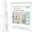 RELBRO Suction Cup Hooks, Multi Size Suction Cups with Metal Hooks, Removable and Reusable, 4 Large, 4 Medium, 2 Small, Clear, 10 Pcs