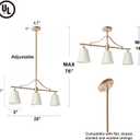KSANA Brushed Gold Chandelier, Modern 3-Lights Linear Island Light Fixtures with Fabric Shades for Dining Room, Foyer, Bedroom and Living Room, Fabric Shade