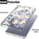 Ranz Case for Galaxy S25 Ultra, Anti-Scratch Shockproof Series Clear Hard PC+ TPU Bumper Protective Cover Case for Samsung Galaxy S25 Ultra (6.9") - Lily Flower