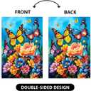 Spring Summer House Flags 28x40 Double Sided Large Butterfly Garden Flag Flower Yard Flags for Outside Butterflies Outdoor Decorative Floral Welcome Flags