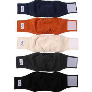 JoyDaog Reusable Dog Belly Bands for Male Dogs Diapers,5 Pack Premium Washable Dog Diapers Male Doggie Nappies Wrap,L