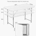 VEVOR Folding Table, Heavy Duty Portable Fold-in-Half Utility Table, Indoor Outdoor Plastic Rectangle Table with Built in Handle, for Party, Dining, Wedding, Events, Picnic, Camping, 4 ft, White