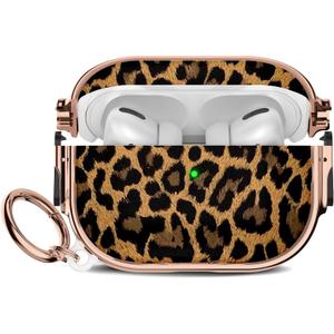 Maxjoy for Cute Airpods Pro 2 case with Safety Lock,Compatible Airpods Pro Case 2nd/1st Gen,for Leopard Print AirPods Case Cover for Women Girly with Keychain-Gold
