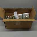 Lighted Christmas Table Centerpiece with Timer Golden Christmas Tree Frosted Pine Trees Glitter Christmas Deer Reindeers Figurine Snow Flocked Cedar Branches for Dining Table Holiday Party Home Mantel