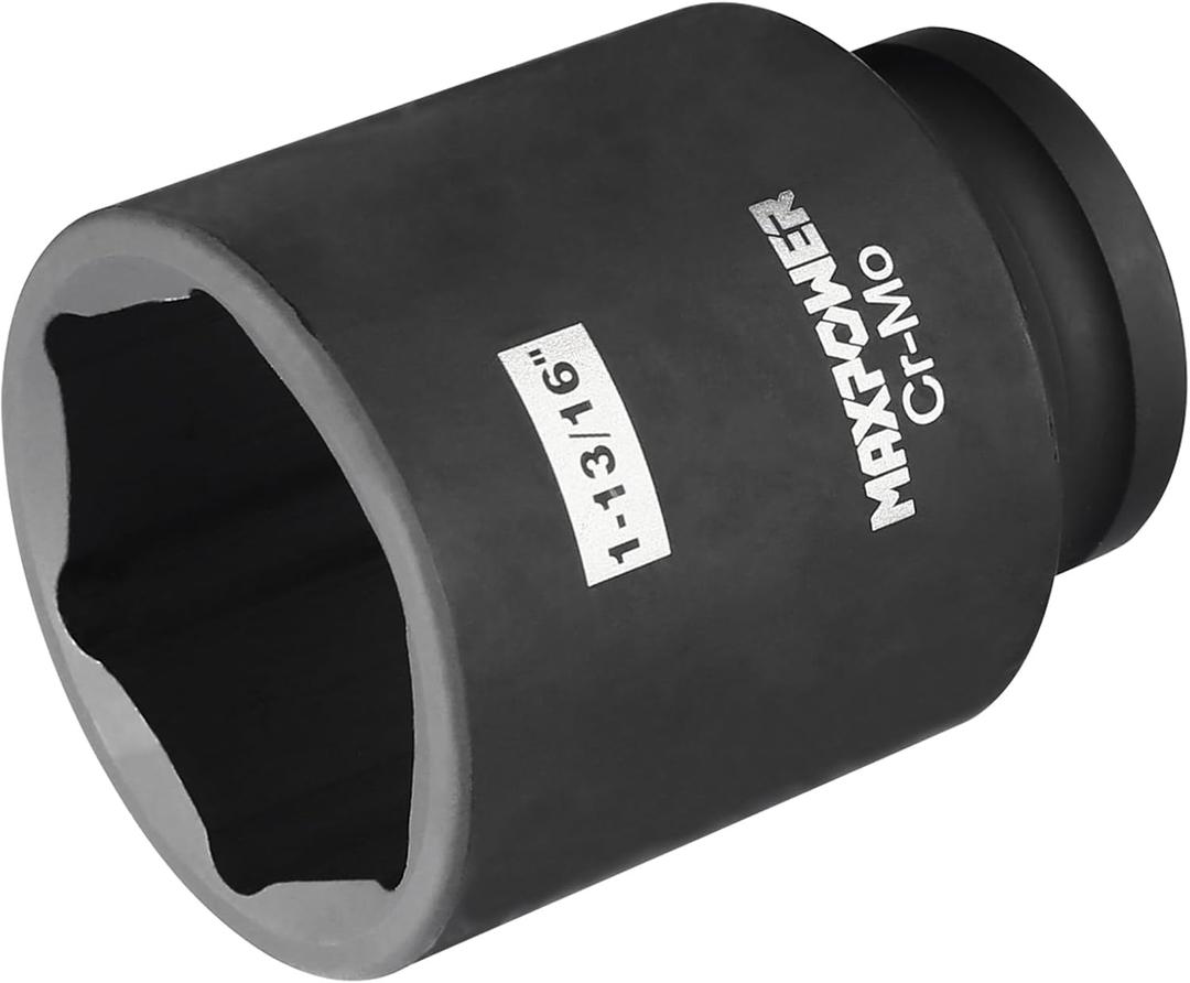 MAXPOWER 3/4 Inch Drive 1-13/16 Inch Deep Impact Socket, Made with Heat-Treated Chrome Molybdenum Alloy Steel, 6-Point Design, SAE