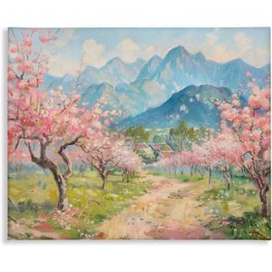 Stupell Industries Cherry Blossom Mountains Canvas Wall Art Design by LSR Design Studio, 40 x 30