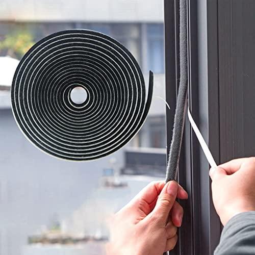 Bruiefpap 39.4FT Weather Stripping for Doors and Windows, Self-Adhesive Soundproofing Door Seal, Door Insulation for Sliding, Exterior, Frames and Front, 0.35'' Wide x 0.35'' Thick, Black