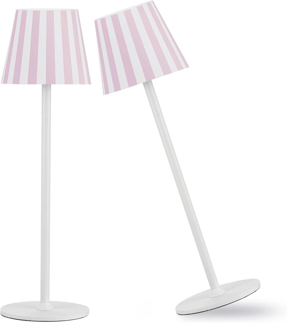 2 Pack Cordless Table Lamp, 5000mAh Portable Rechargeable LED Desk Lamp, 3 Color Modes Stepless Dimming Table Light with Memory Function, for Dinner, Patio, Home, Restaurant. (white-pink)