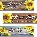 Sunflower Bathroom Decor, Flower Bathroom Wall Decor Kitchen Wall Decoration Rustic Inspirational Wooden Sign Farmhouse Vintage Home Living Room Decor