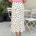 GORGLITTER Women's Polka Dots Maxi Skirt Vintage Elegant Pencil Flowy Long Skirts (L)