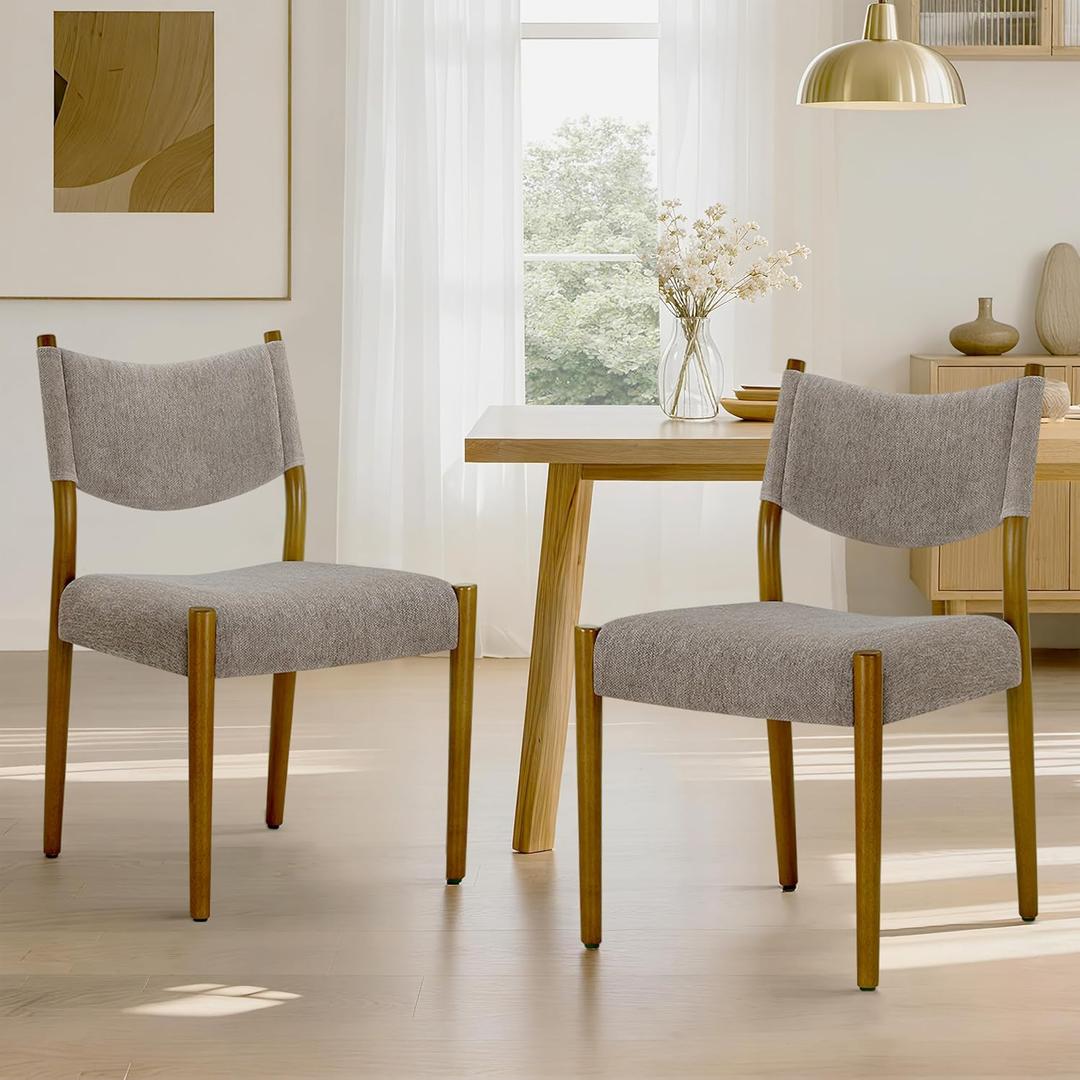 KISLOT Dining Chairs Set of 2, Ergonomic Upholstered Wood Chairs, Brown