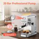 AYCHIRO 20 Bar Semi-Automatic Espresso Machine, Adjustable Espresso Machine with Pressure Gauge, Compact Espresso Maker with Steam Wand, Cup Warmer for Home & Office