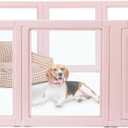 DIY Clear Acrylic Dog Playpen House,Quick Easy Assembly and Disassembly,Strong Floor Suction,Indoor and Outdoor Use,Easy Cleansing Puppy Fence (Skin Pink, 23.6" H, 2PCS)