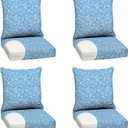 Arden Outdoor Foam Deep Seat Cushion Set, 4-Pack, 24x24, Premium High-Density Foam, Never Flattens, Weather-Proof for Patio Chair Sofa Couch, Amalfi Blue Tile