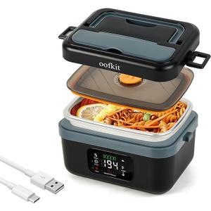 Electrical Lunch Box For Adults(Men & Women),Battery Powered With USB Charge port,Self Heating Coreless,Portable Food Warmer For meals on the go (1L Black)