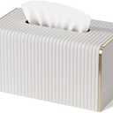 Extra Large Tissue Box Cover for Standard Size 180 to 230 Count Box of Tissues, PU Leather Rectangle Tissue Holder with Magnetic Closure， Gold-Tone Edging Decoration (Ivory)