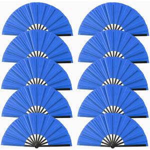 Oncpcare 10 Pcs Line Dance Fans Loud Clappers Bulk, Folding Popping Clacking Fans for Line Dancing (Blue)