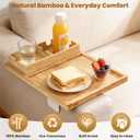 2-in-1 Couch Cup Holder Tray with Metal Legs, Bamboo Couch Armrest Table with Detachable Cup Holder, Adjustable 29.85 Inch Fit, Extra Stable Sofa Arm Tray for Living Room & Recliner
