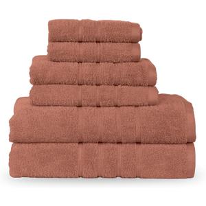 Martex 6-Piece Towel Set Ultimate Performance 100% Cotton 2 Bath Towels 2 Hand Towels 2 Wash Cloths Versatile Low-Linting Supersoft & Absorbent Bathroom Set Easy Care Terracotta