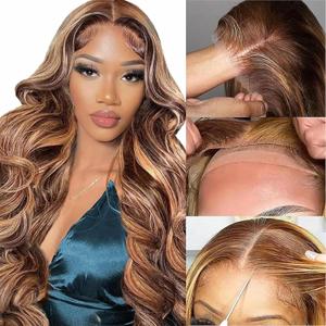 Wear And Go Glueless Wigs Human Hair Pre Cut 26Inch 200% Density Highlight Ombre Body Wave 5x5 HD Lace Closure Wigs Human Hair 100% Real Human Hair Wigs,No Synthetic Blend Reusable 3X Longer Lifespan