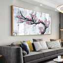 Solid wood frame abstract Wall Art plank Pink plum abstract Framed Ready to Hang Wall Art Modern artwork Fantasy Paintings Wall Art Prints Canvas Painting 29"x58"Large Size for Living Room Bedroom Office Decoration (awork6)