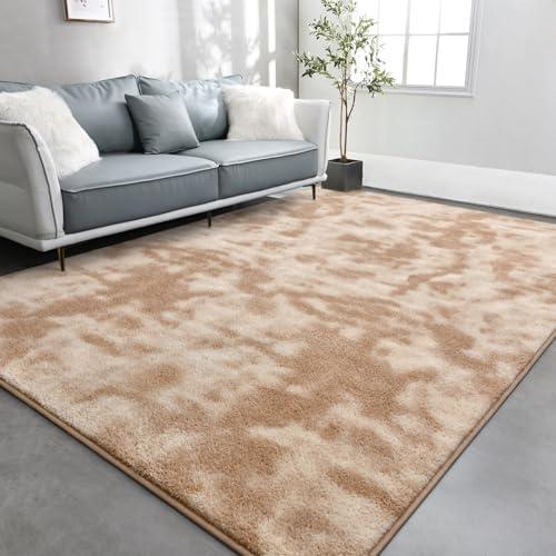 TWINNIS Large Area Rugs for Living Room Bedroom, 5x8 Feet, Super Soft Indoor Thickened Memory-Foam Carpets Easy-Cleaning, Modern Aesthetic Comfy Rug for Kids Room Home Decor, Tie-Dyed Beige