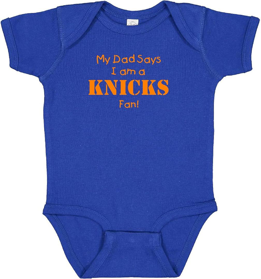 New York Basketball My Dad Says I am Fan Baby Bodysuit (Blue, S)
