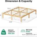14 Inch Bamboo Platform Bed Frame 100% Natural Solid Bamboo Queen Size Platform Bed Slat Support, Heavy Duty & Noise-Free, No Box Spring Needed, Easy Assembly (Nautre, Queen)