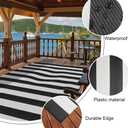 Plastic Straw Rug,6'x9' Outdoor Waterproof Patio Rugs Foldable Reversible Camping Mat for Rv, Deck, Porch, Picnic, Beach, Balcony,Black & White