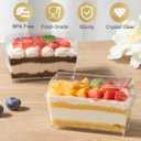 TOFLEN 50 Pack 5 oz Dessert Cups with Lids and Spoons, Mini Clear Plastic Parfait Cups, Rectangle Party Serving Bowls for Parfait, Appetizers, Mousse, Pudding
