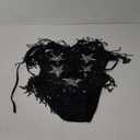 FYMNSI Women Music Festival Rave Outfits Sleeveless Sequins Tassel Bodysuit Leotards One Piece Nightclub Halloween Costume (Large, Black)