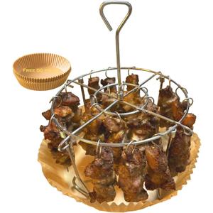Air fryer rack, Cooking rack,Air fryer grill rack, stainless steel skewers, Grill rack, Air fryer racks, air fryer skewer rack with Free 50 Disposable Baking Paper, Kitchen Cooking Accessories