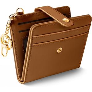 Jogjam Caramel Rfid Ladies Wallet, Small Slim Thin Compact Credit Card Women Wallet, PU Leather Bifold Cash Zipper Coin Pocket ID Window for Female Gifts