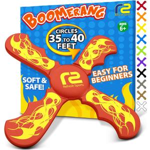 Boomerang for Kids - It Really Does Fly Back - Fun & Easy to Use Gifts for Boys & Girls - Best Toys for Ages 8-13 Gift Idea - Soft Foam Design Stocking Stuffers for Kids 6 7 8 9 10+ Year Old Boy Gifts (Red)