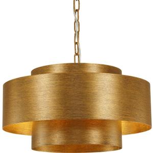 Brass Drum Tiered Chandelier For Dining Room Rustic Foyer Pendant Light, 19.69 inches x 48.78 inches