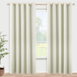 KOUFALL Cream Curtains for Living Room,84 Inches Long Room Darkening Extra 72 Inch Wide 80% Blackout Grommet Thermal Insulated Bedroom Curtains Drapes 84 Inch Length 2 Panels Set,Light Beige