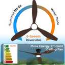 TALOYA 52 Inch Ceiling Fans with Led Lights Remote Control Flush Mount Low Profile for Bedroom Farmhouse Patio Outdoor Living Room Kitchen Dining Room,DC Motor,Reversible,Buzzer ON/Off,Black Walnut, 52 Inch-Standard
